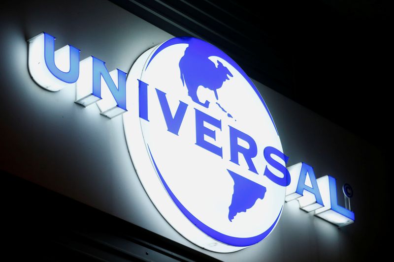 The logo of Universal Music Group (UMG) is seen at a building in Zurich, Switzerland July 20, 2021. REUTERS/Arnd Wiegmann/ File Photo