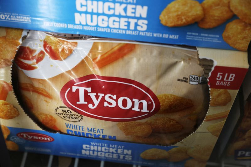 FILE PHOTO: Tyson Chicken Nuggets, owned by Tyson Foods, are seen for sale in Queens, New York, U.S., November 16, 2021. REUTERS/Andrew Kelly/File Photo