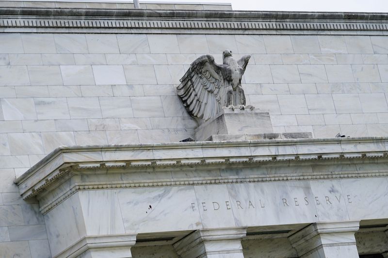 FILE PHOTO: The exterior of the Marriner S. Eccles Federal Reserve Board Building is seen in Washington, D.C., U.S., June 14, 2022. REUTERS/Sarah Silbiger/File photo