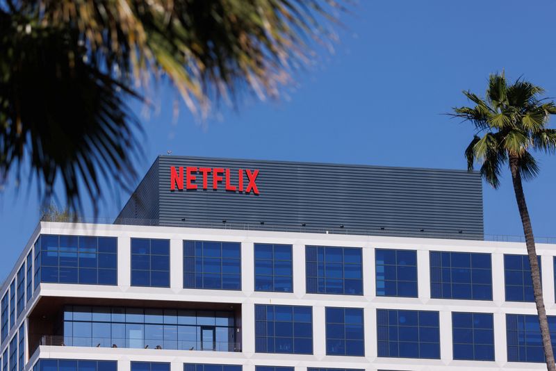 The Netflix logo is shown on one of their Hollywood buildings in Los Angeles, California, U.S., July 12, 2023.   REUTERS/Mike Blake