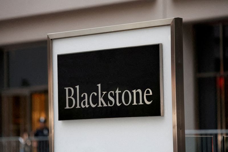 FILE PHOTO: A logo of Blackstone is pictured in Manhattan, New York City, U.S. July 29, 2025. REUTERS/Mike Segar/File Photo