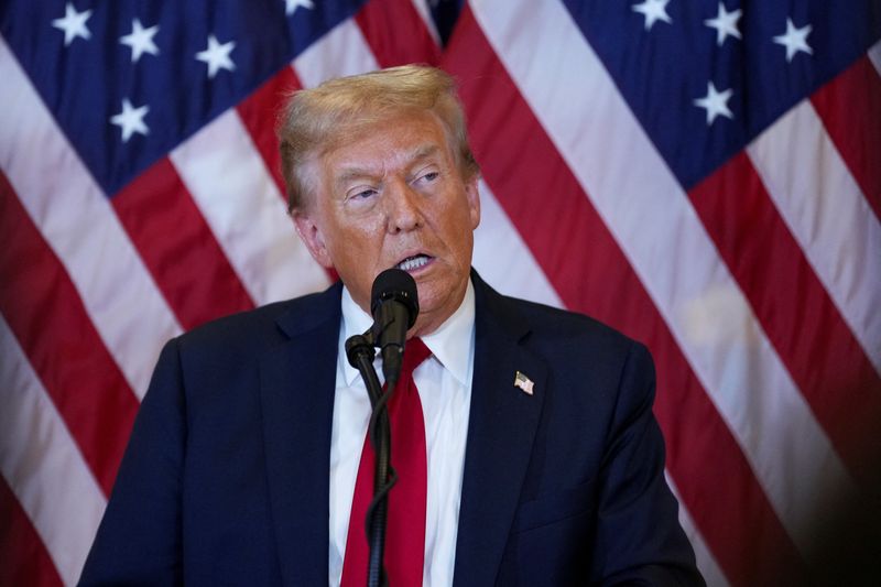 Republican presidential nominee and former U.S. President Donald Trump speaks to the press at Trump Tower in New York City, U.S., September 26, 2024. REUTERS/David Dee Delgado