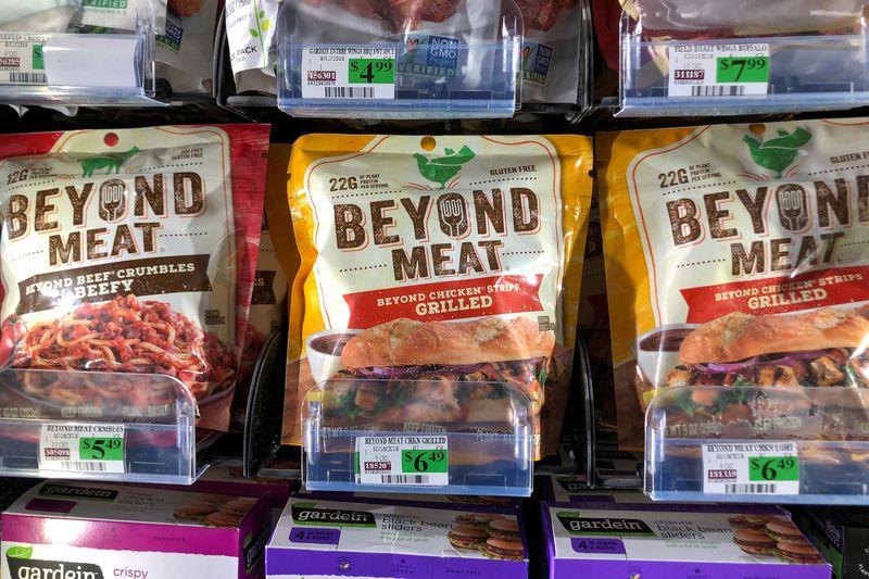 Products from Beyond Meat Inc, the vegan burger maker, are shown for sale at a market in Encinitas, California, U.S., June 5, 2019. REUTERS