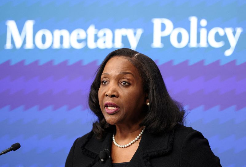 Federal Reserve Board Governor Lisa Cook speaks on "The Outlook for the Economy and Monetary Policy" at the Brookings Institution in Washington, D.C., U.S., November 3, 2025. REUTERS/Kevin Lamarque