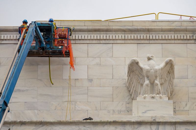 Construction on the Federal Reserve Board Building continues, during the Federal Open Market Committee meeting on interest rate policy at the Federal Reserve in Washington, D.C., U.S., September 17, 2025. REUTERS/Ken Cedeno