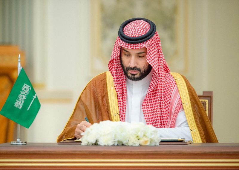 Saudi Crown Prince Mohammed bin Salman signs a defence agreement next to Pakistan Prime Minister Shehbaz Sharif (not pictured) in Riyadh, Saudi Arabia, September 17, 2025. Saudi Press Agency/Handout via REUTERS