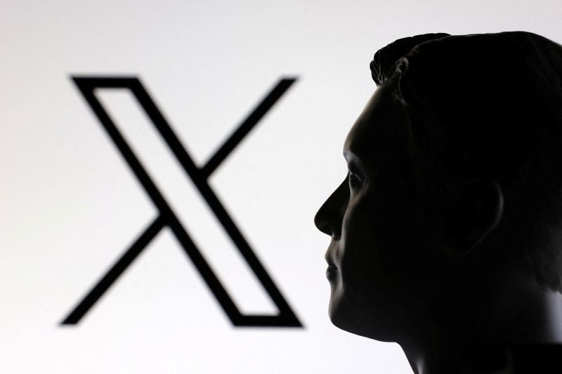 A 3D-printed miniature model of Elon Musk and the X logo are seen in this illustration taken January 23, 2025. REUTERS/Dado Ruvic/Illustration