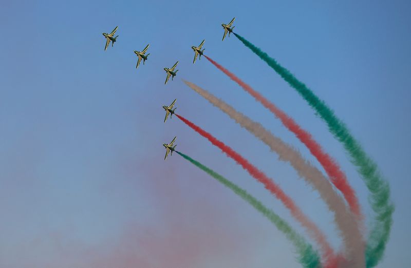 Saudi Hawks perform during the Dubai Airshow, in Dubai, United Arab Emirates, November 14, 2021. REUTERS/Rula Rouhana
