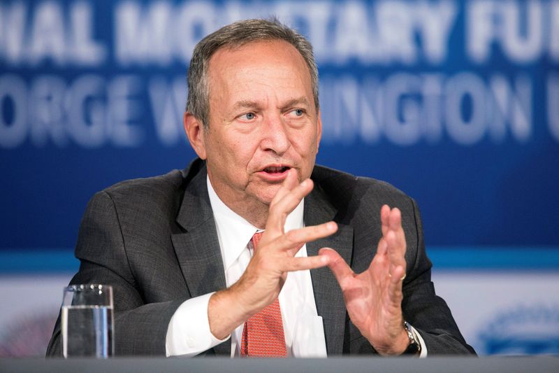 FILE PHOTO: Larry Summers, president emeritus of Harvard University, speaks during a discussion on "A Reform Agenda for Europe's Leaders" during the World Bank/IMF annual meetings in Washington October 9, 2014. REUTERS/Joshua Roberts/File Photo