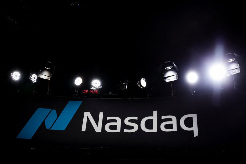 The Nasdaq logo is seen at the Nasdaq Market in New York City, U.S., September 16, 2025.  REUTERS/Brendan McDermid