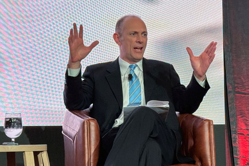 FILE PHOTO: Austan Goolsbee, president of the Federal Reserve Bank of Chicago, speaks at the Stanford Institute for Economic Policy Research (SIEPR) Economic Summit in Palo Alto, California, U.S., February 28, 2025. REUTERS/ Ann Saphir/File Photo