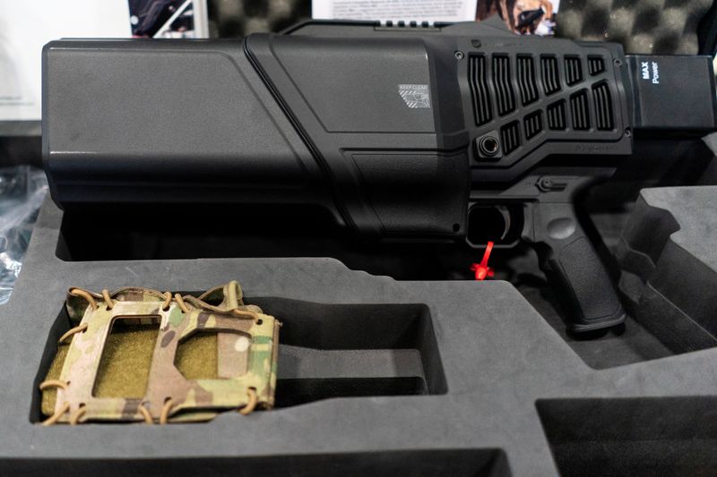 The Droneshield LLC DroneGun Mk4 is displayed during the Association of the United States Army annual meeting and exposition at the Walter E. Washington Convention Center in Washington, U.S., October 14, 2024. REUTERS/Nathan Howard