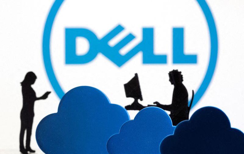 FILE PHOTO: 3D printed clouds and figurines are seen in front of the Dell logo in this illustration taken February 8, 2022. REUTERS/Dado Ruvic/Illustration/File Photo
