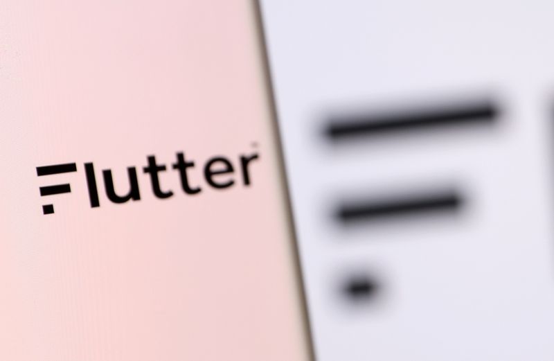 Flutter's logo is pictured on a smartphone in this illustration taken, December 4, 2021. REUTERS/Dado Ruvic/Illustration