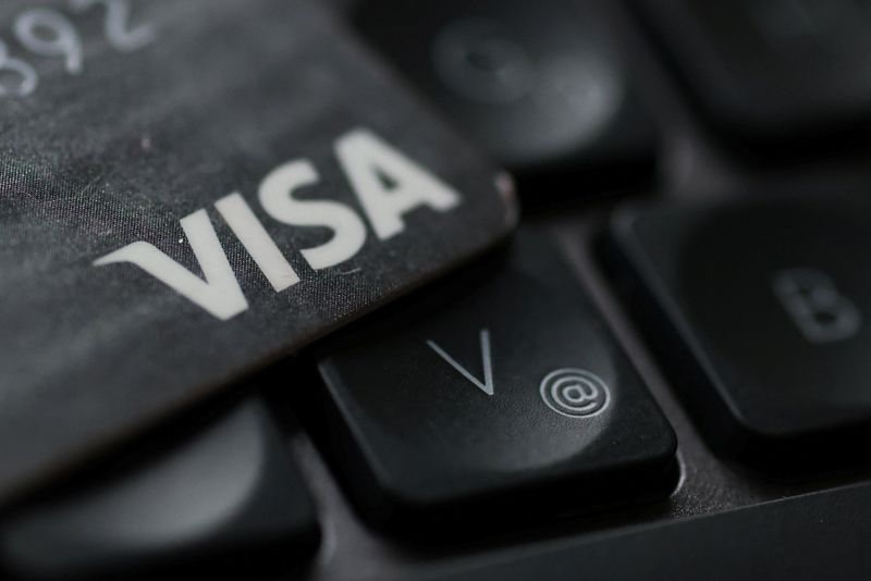 A Visa card is placed on a keyboard in this illustration taken September 24, 2025. REUTERS/Dado Ruvic/Illustration