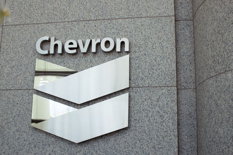 A Chevron logo at the Chevron building in Houston, Texas, U.S. August 19, 2025. REUTERS/Kaylee Greenlee