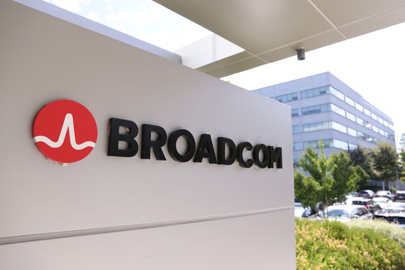 A Broadcom sign is pictured in San Jose, California, U.S., September 5, 2025.  REUTERS/Brittany Hosea-Small