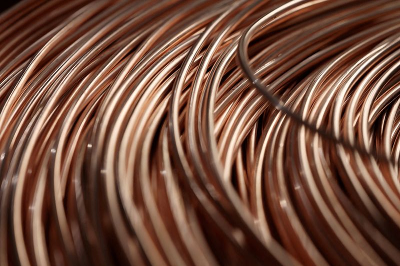 FILE PHOTO: A coil of copper rod sits on the production line for copper flat wire at the Wellascent factory in Ganzhou, Jiangxi province, China August 14, 2025. REUTERS/Florence Lo/File Photo