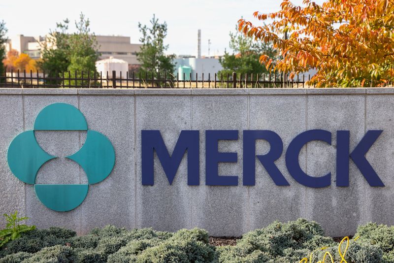 FILE PHOTO: Signage is seen at the Merck & Co. headquarters in Kenilworth, New Jersey, U.S., November 13, 2021. REUTERS/Andrew Kelly/File Photo