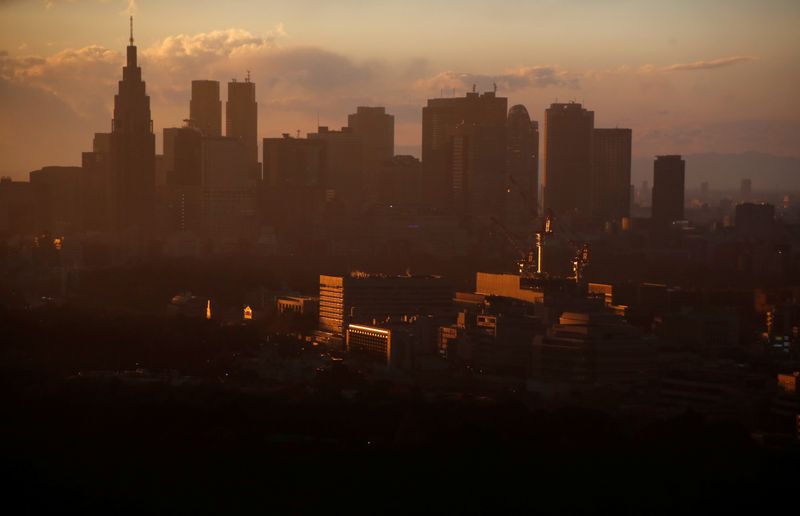 High-rise buildings are seen at the Shinjuku business district during sunset in Tokyo, Japan, March 7, 2017. Picture taken March 7, 2017.     REUTERS/Toru Hanai