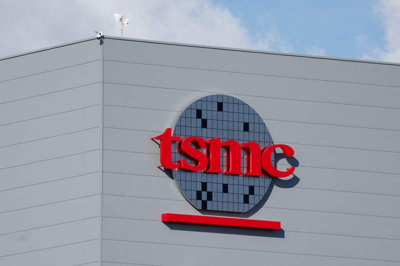 FILE PHOTO: The logo of Taiwan Semiconductor Manufacturing Company (TSMC) is displayed at its fabrication plant in Kaohsiung, Taiwan, June 7, 2025. REUTERS/Ann Wang/File Photo