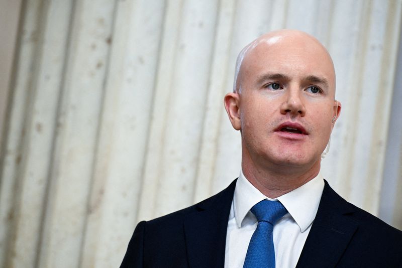 CEO of Coinbase Brian Armstrong is interviewed for CNBC in the Russell Senate office building on Capitol Hill in Washington, D.C., U.S., January 15, 2026. REUTERS/Annabelle Gordon
