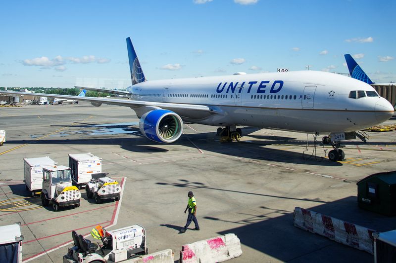 United Airlines planes are seen at the tarmac at Newark International Airport in Newark, New Jersey, U.S., May 7, 2025. REUTERS/Eduardo Munoz