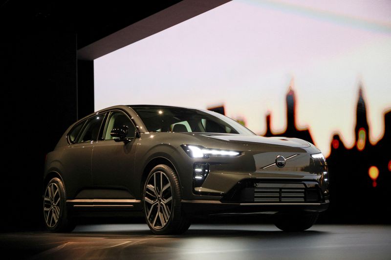 Volvo Cars new electric SUV, the EX60, is shown at a launch event in Stockholm, Sweden, 21 January, 2026. REUTERS/Marie Mannes