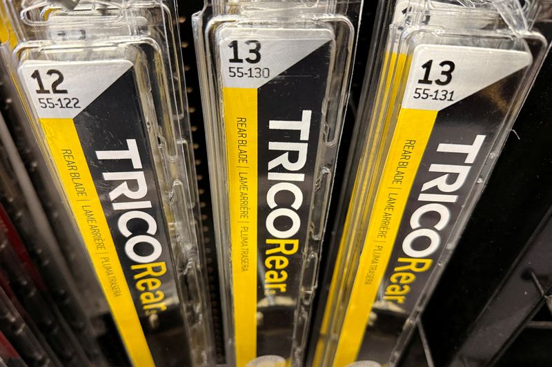 FILE PHOTO: Trico windshield wiper blades, manufactured by the auto parts maker First Brands, are displayed for sale in Medford, Massachusetts, U.S., October 21, 2025.   REUTERS/Brian Snyder/File Photo