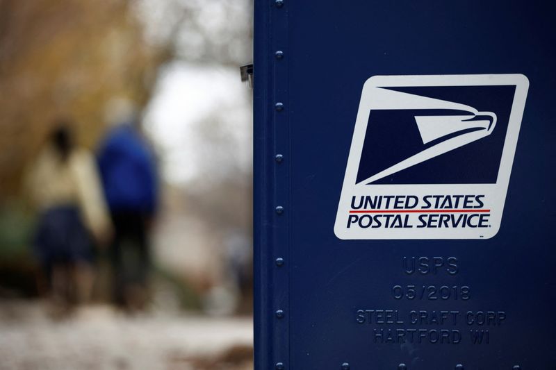 A United States Postal Service (USPS) collection box is pictured in Washington, U.S., December 18, 2024. REUTERS/Benoit Tessier