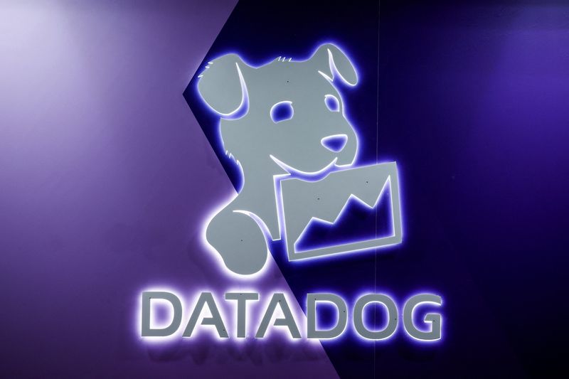 A logo for Datadog is seen during the KubeCon + CloudNativeCon Europe hosted by the Cloud Native Computing Foundation (CNCF) in Paris, France, March 20, 2024. REUTERS/Benoit Tessier