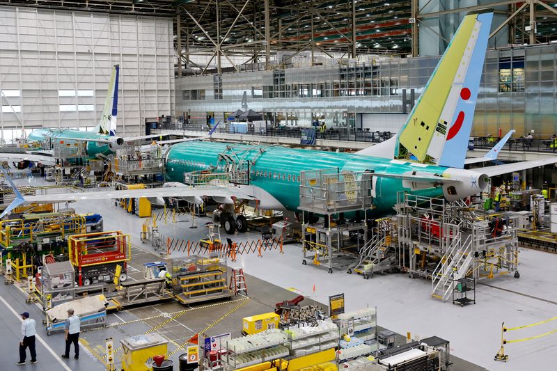 Boeing 737 MAX aircraft are assembled at the company’s plant in Renton, Washington, U.S. June 25, 2024. Jennifer Buchanan/Pool via REUTERS
