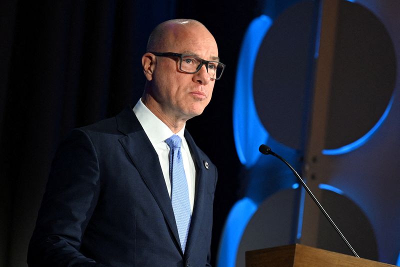 FILE PHOTO: Federal Aviation Administration Administrator Bryan Bedford speaks during the U.S. Chamber of Commerce 2025 Global Aerospace Summit in Washington, D.C., U.S., September 9, 2025. REUTERS/Annabelle Gordon/File Photo