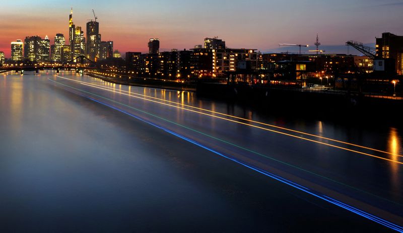 The skyline with the banking district is seen during sunset in Frankfurt, Germany, February 27, 2024.  REUTERS/Kai Pfaffenbach