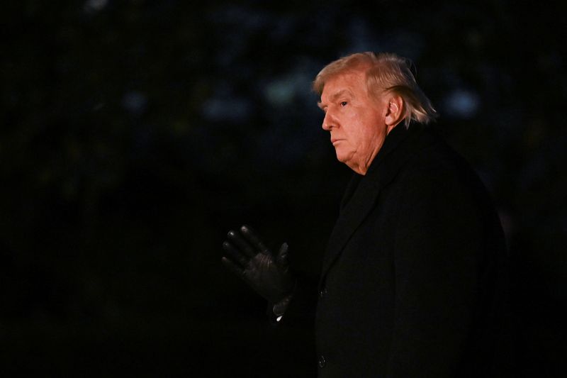 FILE PHOTO: U.S. President Donald Trump arrives at the White House, in Washington, D.C., U.S., February 9, 2026. REUTERS/Annabelle Gordon/File Photo