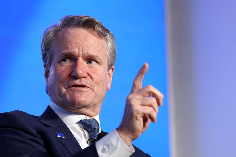 FILE PHOTO: Brian Moynihan, chair of the board and CEO of Bank of America, speaks during The Clearing House Annual Conference in New York City, U.S. November 13, 2024. REUTERS/Brendan McDermid/File Photo