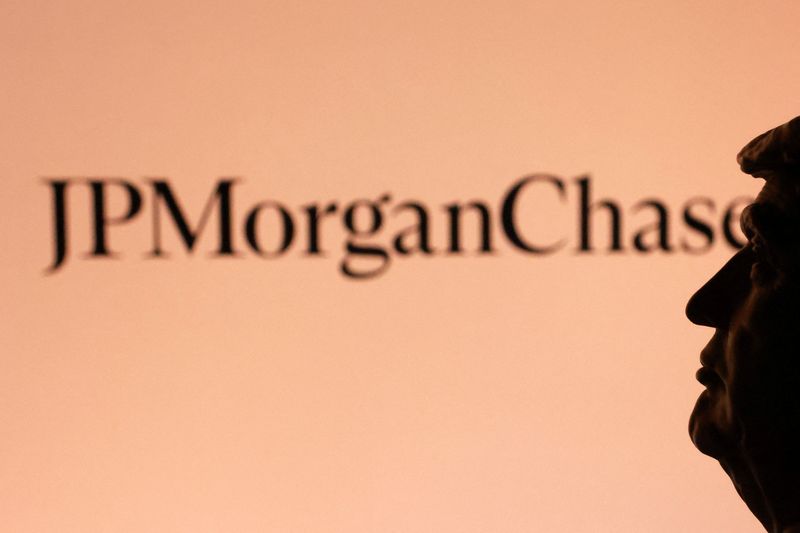A 3D-printed miniature model of U.S. President Donald Trump and JPMorgan Chase logo are seen in this illustration taken January 22, 2026. REUTERS/Dado Ruvic/Illustration