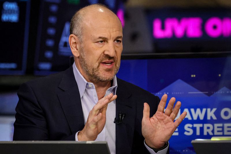 FILE PHOTO: Blue Owl BDC's CEO Craig Packer speaks during an interview with CNBC on the floor at the New York Stock Exchange (NYSE) in New York City, U.S., November 19, 2025.  REUTERS/Brendan McDermid/File Photo