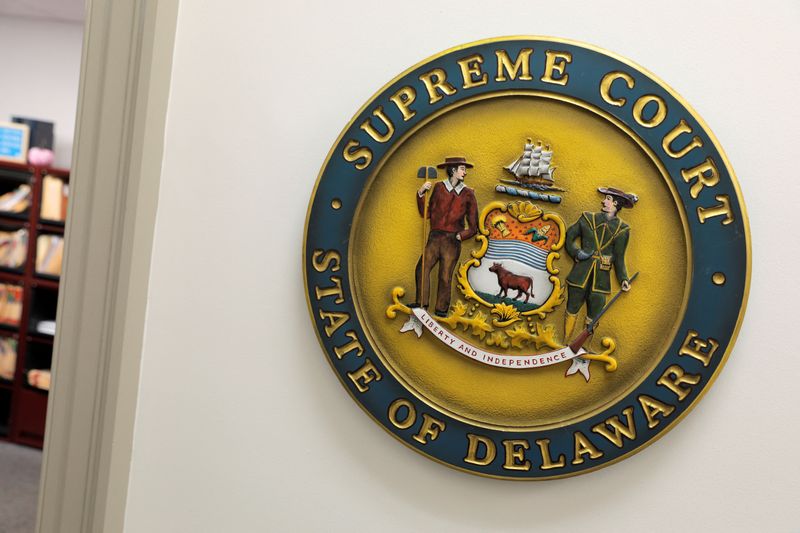 The seal of The Delaware Supreme Court is seen in Dover, Delaware, U.S., June 10, 2021. REUTERS/Andrew Kelly