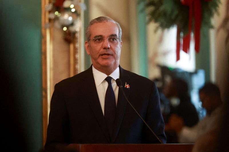 FILE PHOTO: Dominican Republic President Luis Abinader speaks during a meeting with U.S. Secretary of Defense Pete Hegseth at the National Palace, in Santo Domingo, Dominican Republic November 26, 2025. REUTERS/Erika Santelices/ File Photo