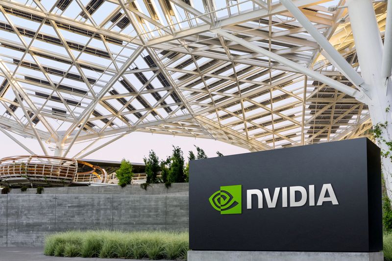 FILE PHOTO: FILE PHOTO: The logo of NVIDIA as seen at its corporate headquarters in Santa Clara, California, in May of 2022. Courtesy NVIDIA/Handout via REUTERS/File Photo