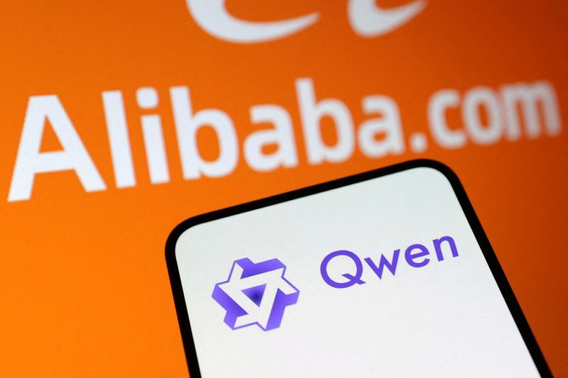FILE PHOTO: Qwen and Alibaba logos are seen in this illustration taken, January 29, 2025. REUTERS/Dado Ruvic/Illustration/File Photo