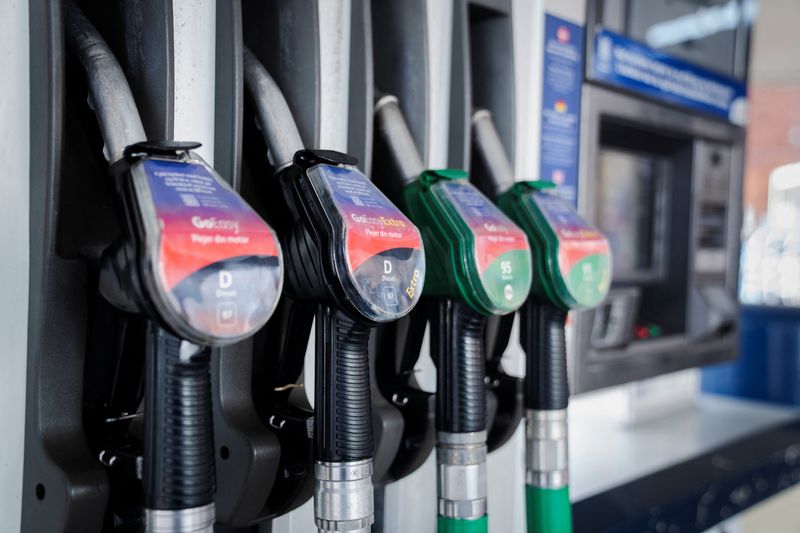 Fuel pump nozzles at a Q8 gas station in Copenhagen, Denmark, March 9, 2026. Ritzau Scanpix/Sebastian Elias Uth via REUTERS