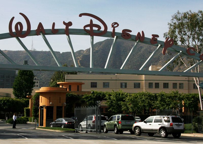 FILE PHOTO: The main gate of entertainment giant Walt Disney Co. is pictured in Burbank, California May 5, 2009. REUTERS/Fred Prouser/File Photo