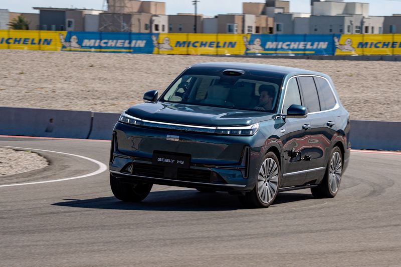 Edmunds tests the Geely Galaxy M9 at its Los Angeles track, putting it through a series of rigorous checks on range, acceleration and braking, in Los Angeles, California, U.S., April 2, 2026. Edmunds/Handout via REUTERS