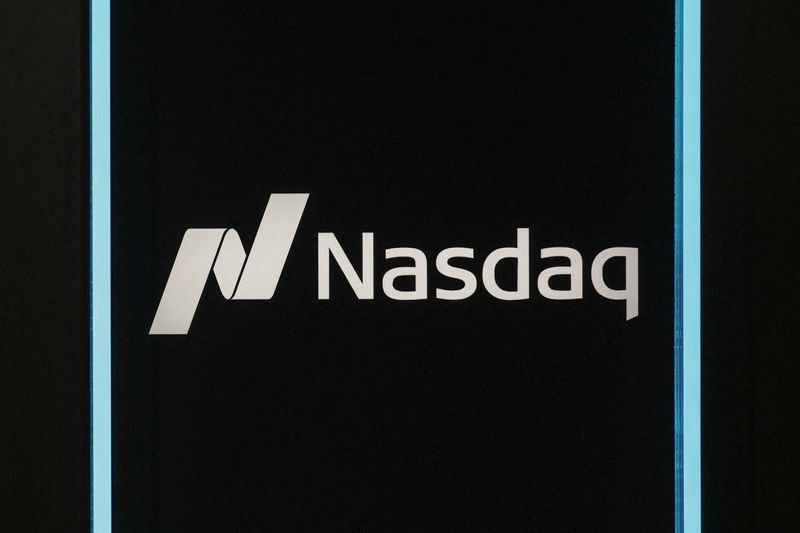 The Nasdaq logo is displayed at the Nasdaq Market, in New York City, New York, U.S., February 27, 2026. REUTERS/Jeenah Moon