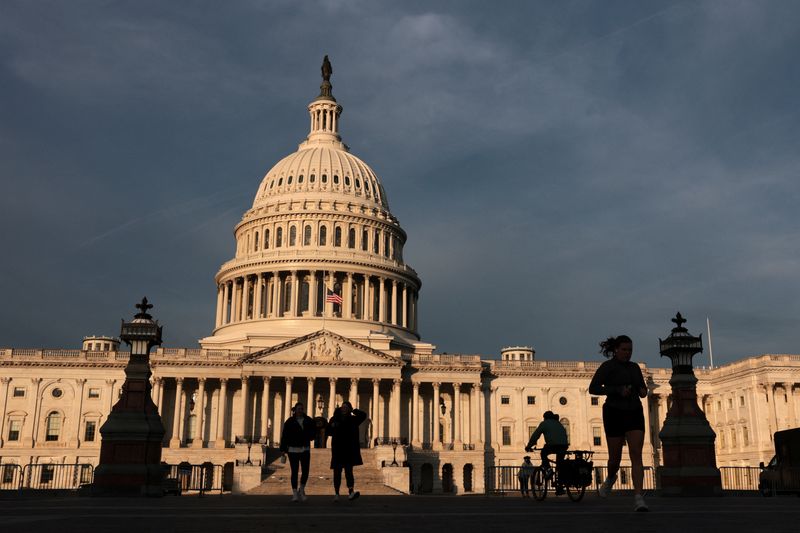 A general view as day breaks over the U.S. Capitol in Washington, D.C., U.S., November 18, 2025. REUTERS/Jonathan Ernst