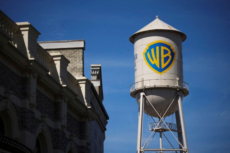 The Warner Bros. Water Tower is pictured at Warner Bros. Studios in Burbank, California, U.S. February 27, 2026. REUTERS/Daniel Cole