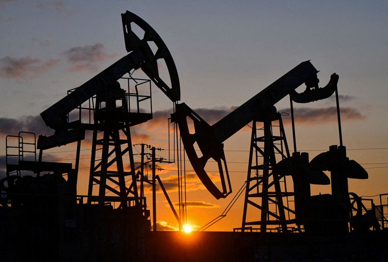 FILE PHOTO: A view shows oil pump jacks outside Almetyevsk in the Republic of Tatarstan, Russia June 4, 2023. REUTERS/Alexander Manzyuk/File Photo