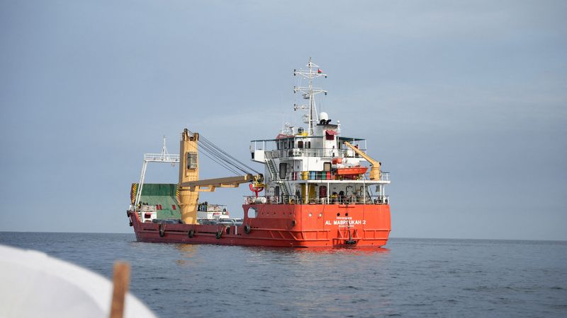 A vessel at the Strait of Hormuz, off the coast of Oman’s Musandam province, April 12, 2026. REUTERS/File Photo